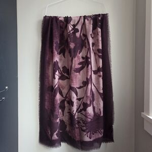 Zara NWOT Floral Scarf Blanket Shawl Wrap Wine Pink Burgandy Large